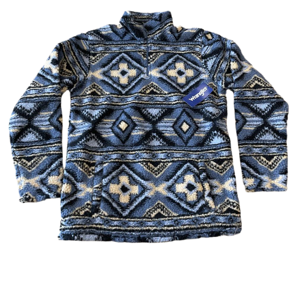 WRANGLER MEN'S BLUE AZTEC PRINT 1/4 ZIP PULLOVER |112335745