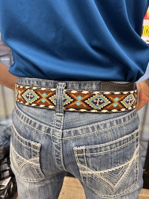 “ Gus “ | MENS COLOR FLORAL BEAD TOOLED BELT N210005532