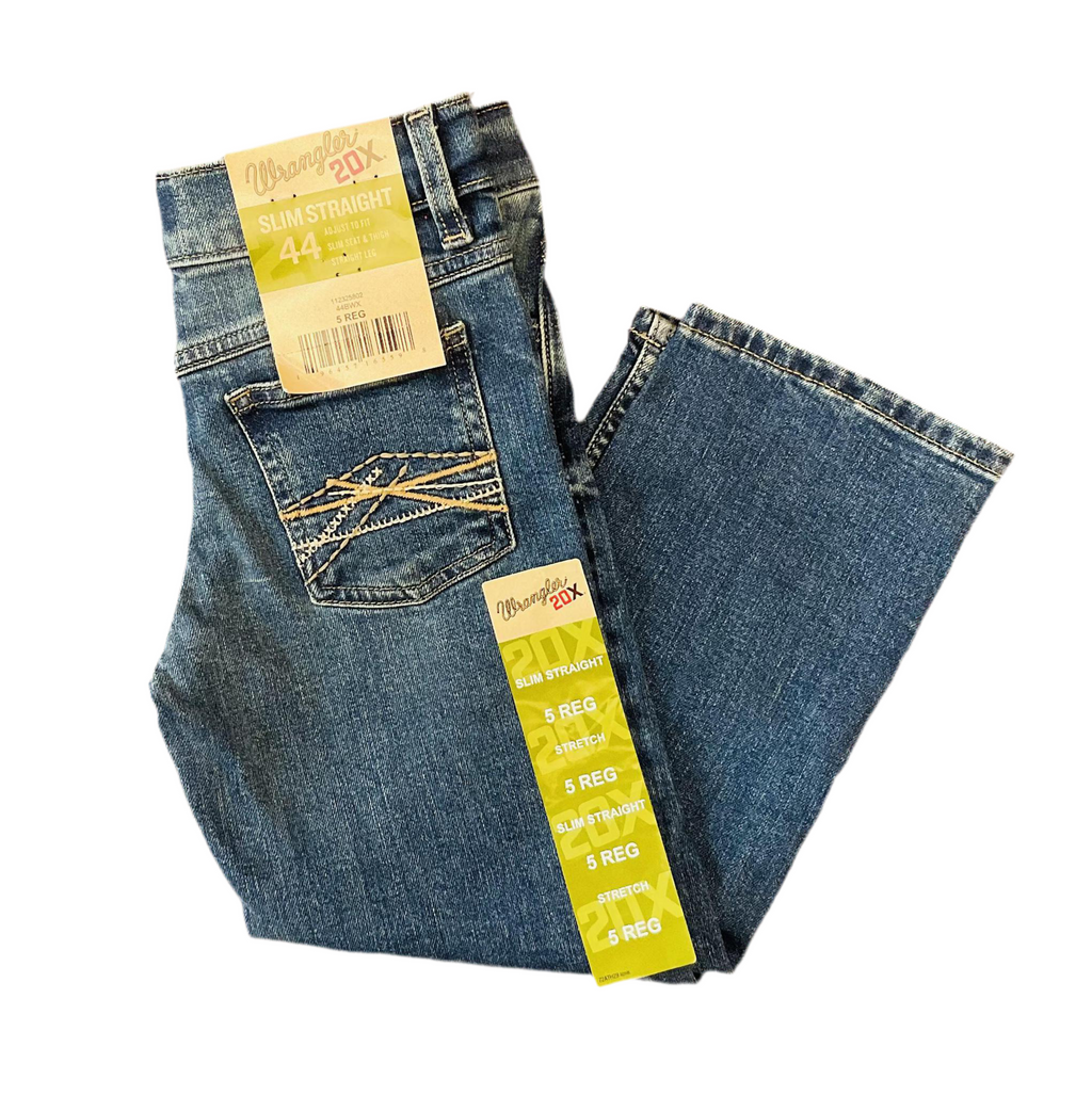 Boys wrangler 20x slim straight blue jeans | 112325802