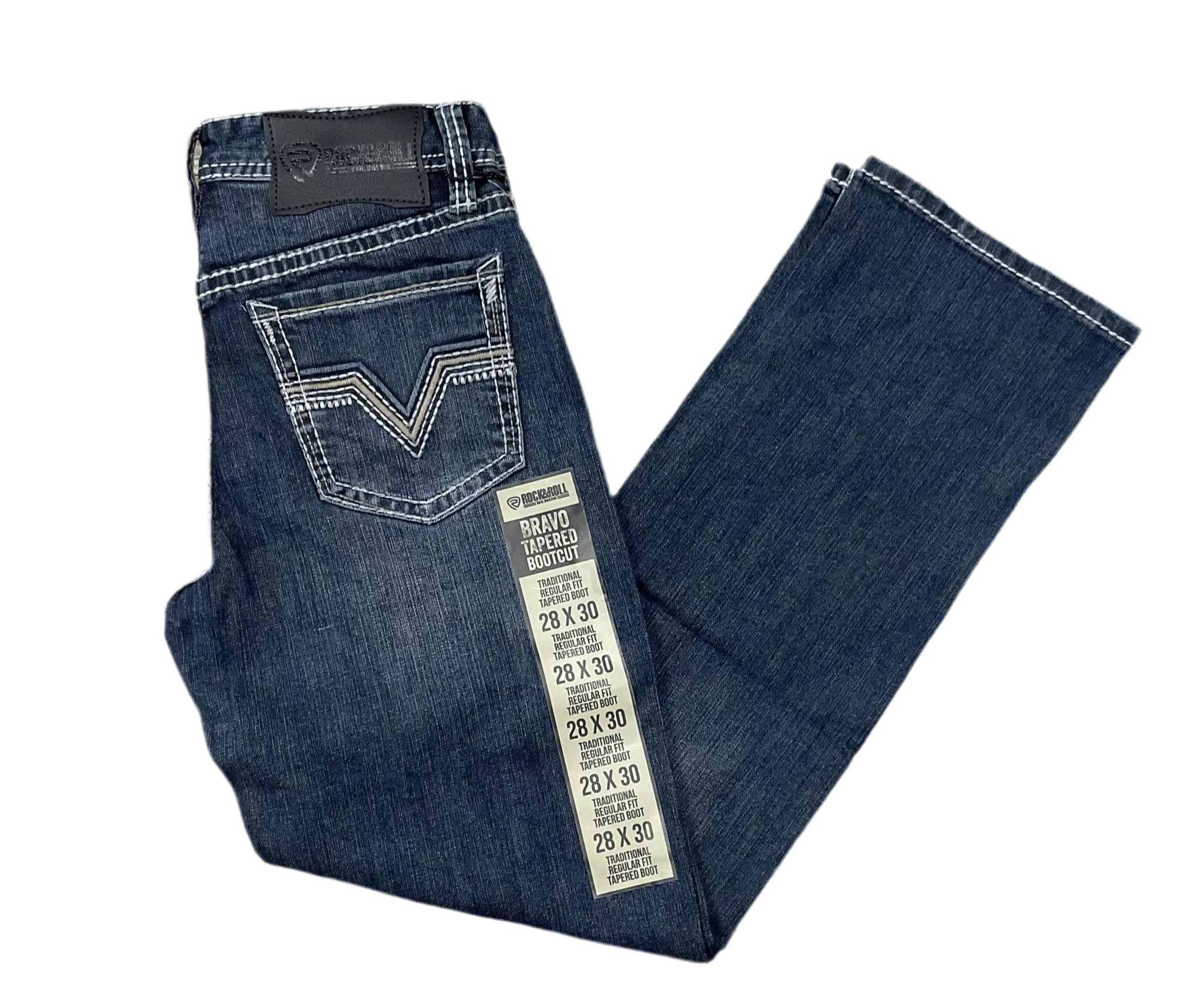 MEN’S ROCK & ROLL  TRADITIONAL REGULAR FIT TAPERED BOOT DARK VINTAGE JEANS | BMHPD06232
