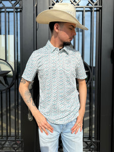 ‘’MATEO’’ MENS PANHANDLE TURQUOISE SNAP POLO |TM51T06521