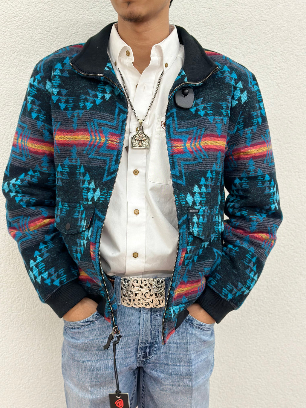 “ Fernando “ | Rock&Roll Cotton Aztec Bomber Coat Outerwear |RRMO92RZX4