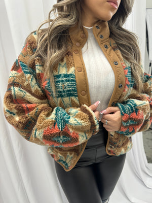 Rock & Roll Womens Printed Sherpa Jacket - BW92C02736