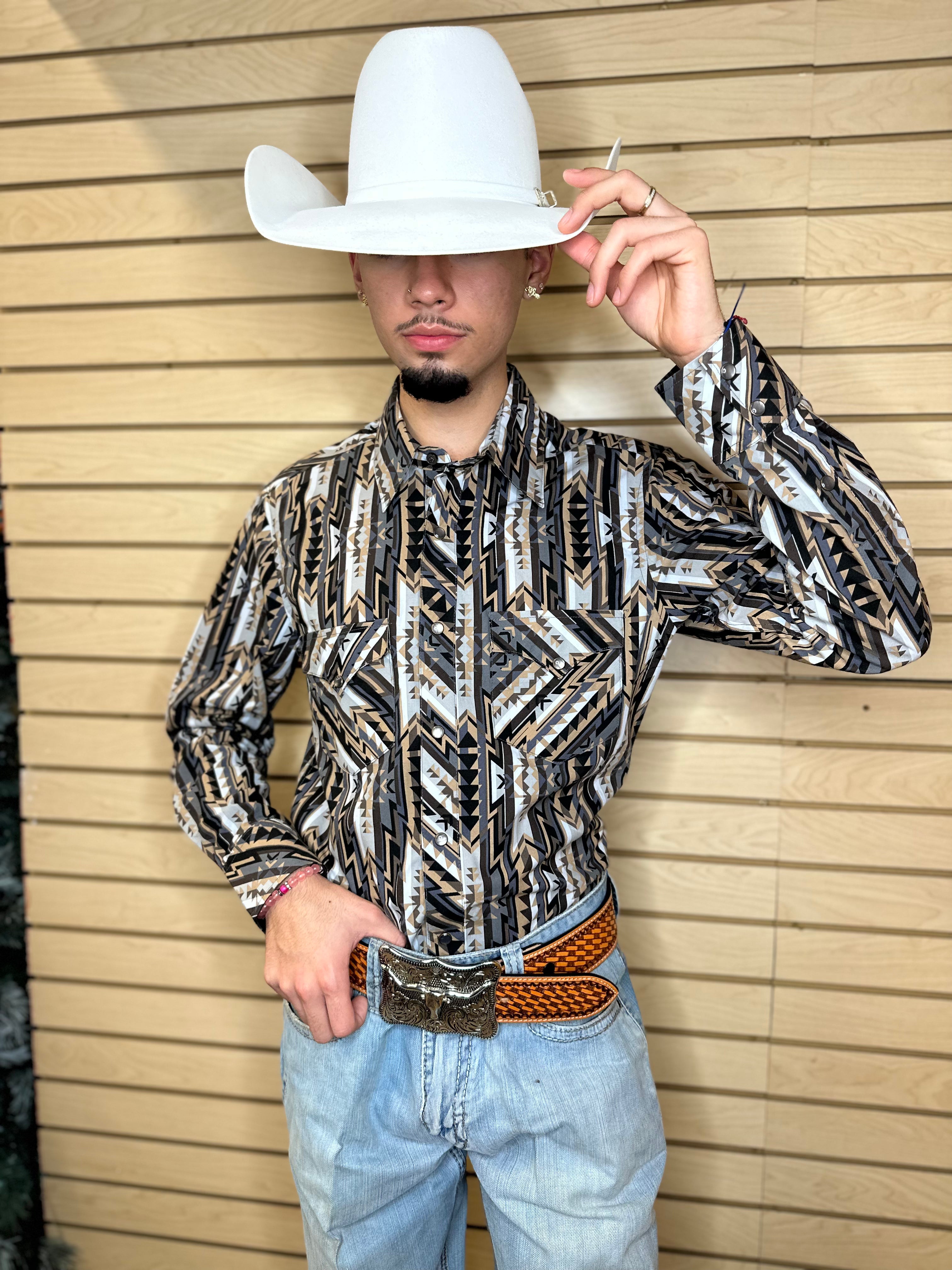 ROCK & ROLL MENS AZTEC VINTAGE TAN SHIRT | VMN2S02522