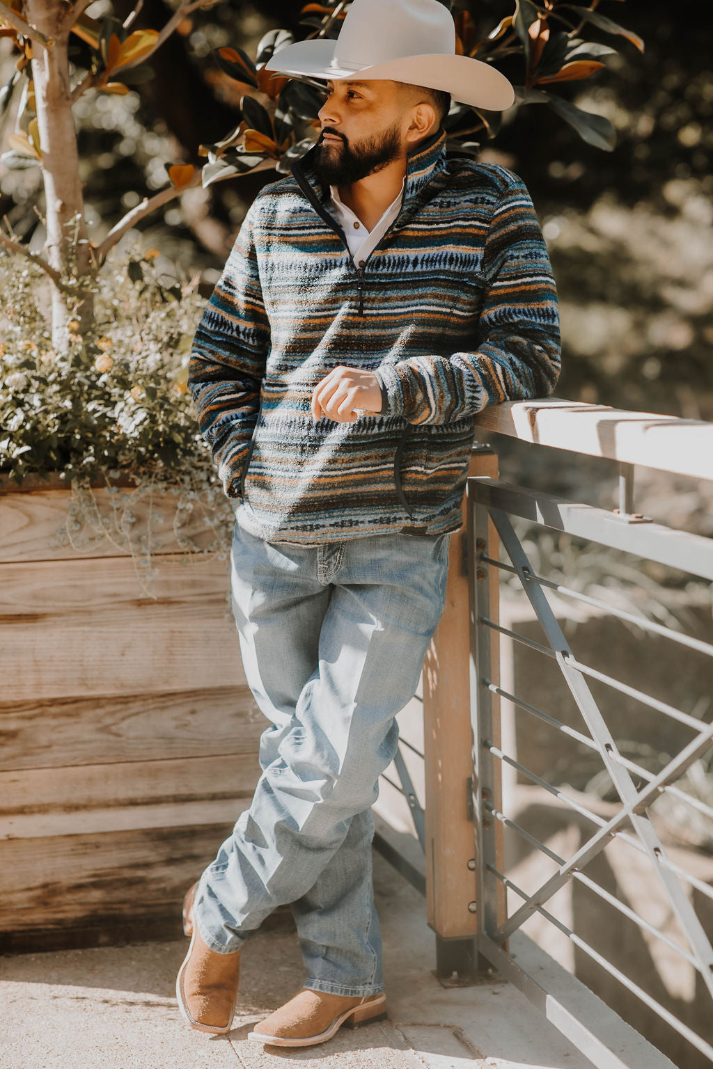 SERGIO'' ROCK & ROLL AZTEC STRIPE BERBER PULLOVER BLUE