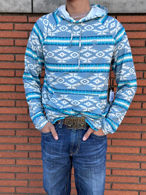 ROCK & ROLL :MENS PRINTED PERFORMANCE LIGHT GREY HOODIE | BM94T02083