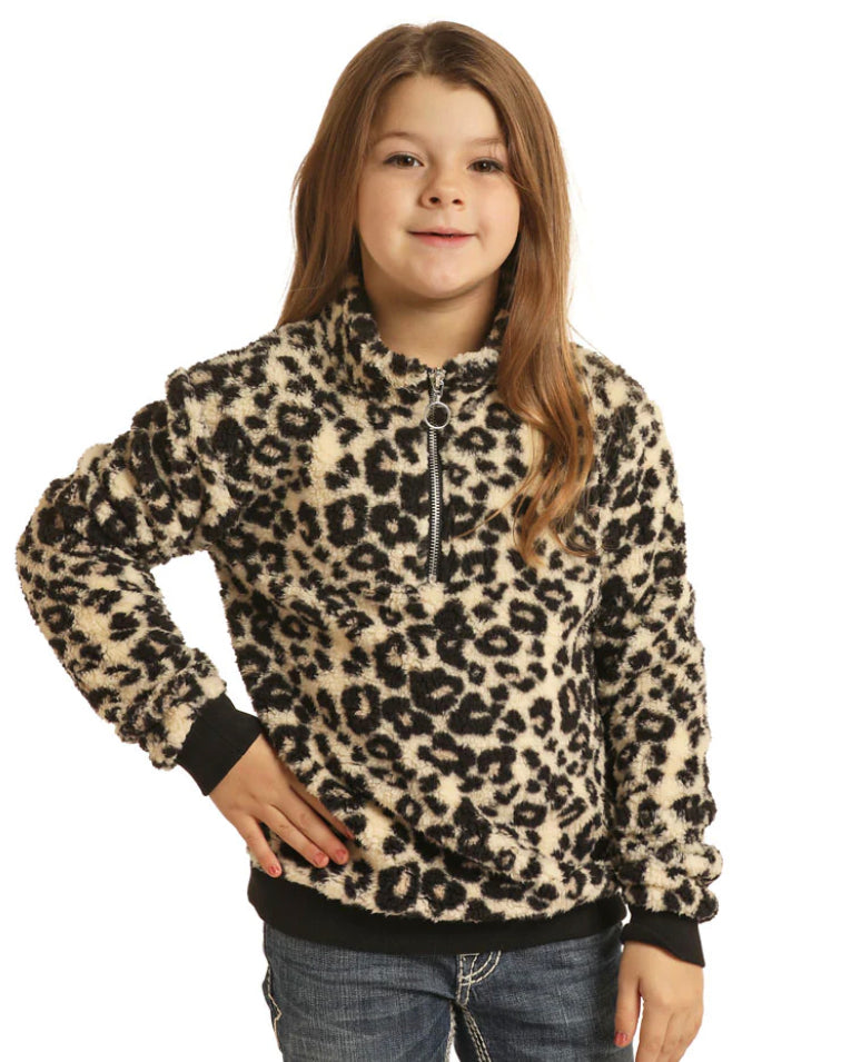 GIRLS PRINTED SHERPA PULLOVER BEIGE ROCK & ROLL | RRGT91R04J