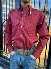 Load image into Gallery viewer, ARIAT MENS FITTED KAISEN LONG SLEEVE SHIRT BIKING RED | 10046203