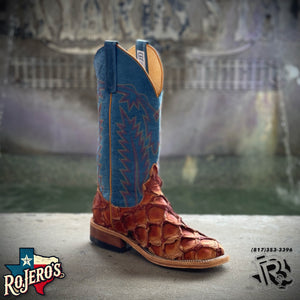 “ ARTHER “ | PIRARUCU ORIGNAL COGNAC ANDERSON BEAN MEN SQUARE TOE WESTERN BOOTS