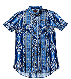 Mens Rock & Roll Short sleeve 2 pkt Aztec Snap Charcoal Shirt | BMN3S0393