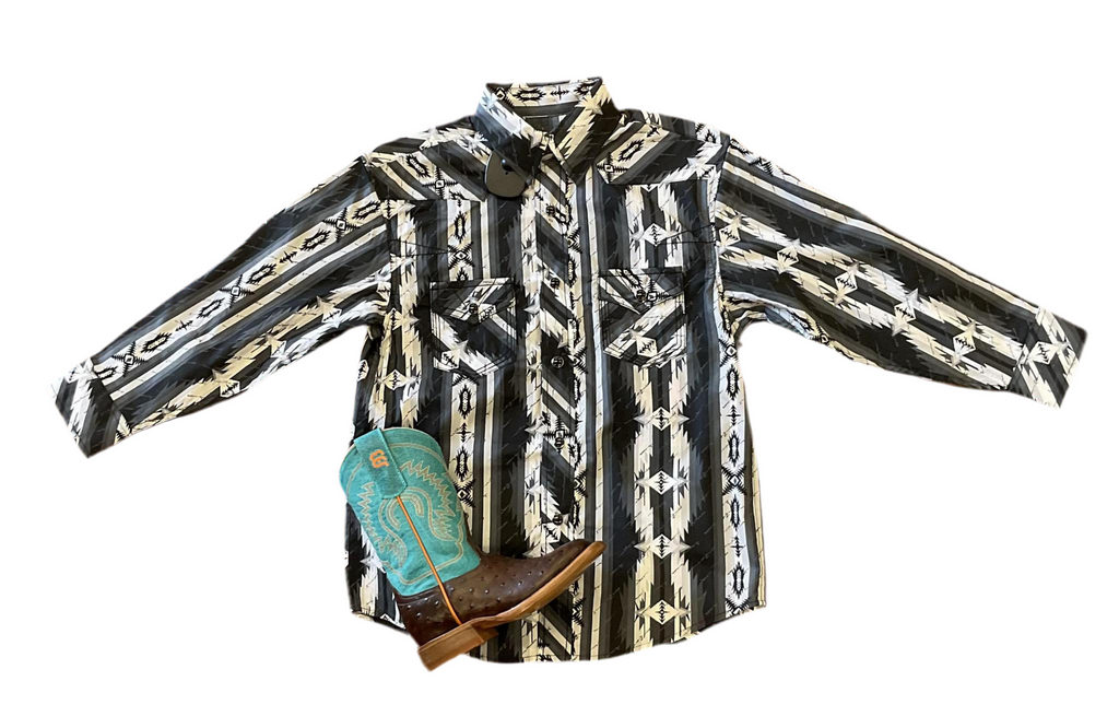 Boys long sleeve snap black |B822043