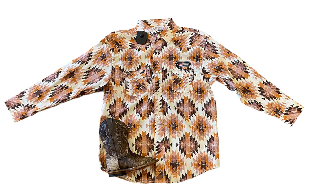 Boys long sleeve Aztec rust | B8S3301