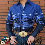 Mens cowboy border snap Royal panhandle shirt | SMN2S02453