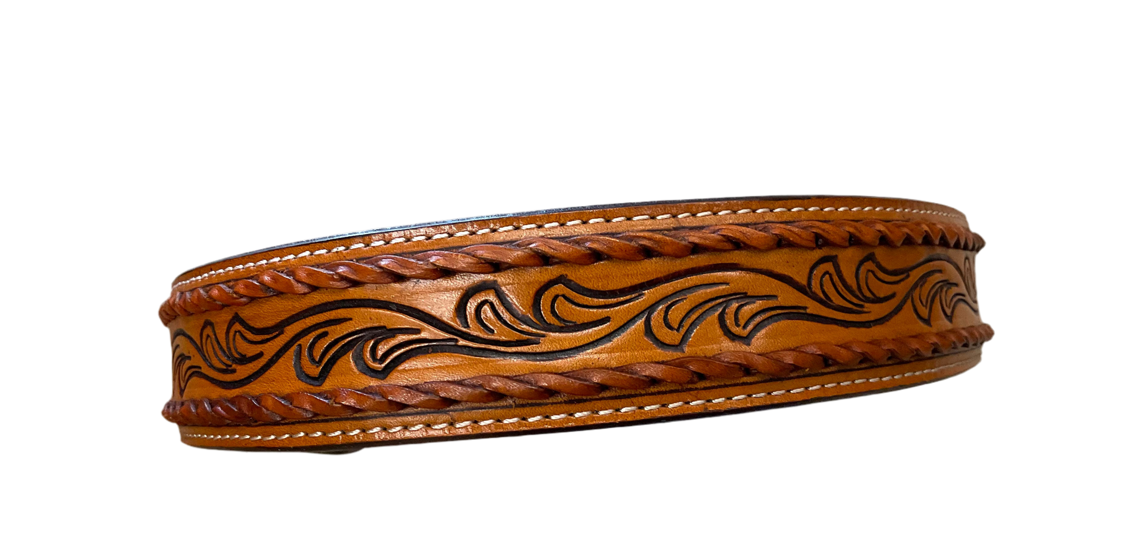 TWISTED X LEATHER TOOLED BELT WITH LEATHER BRAIDED ACCENT | XABH1002