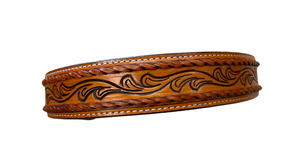 TWISTED X LEATHER TOOLED BELT WITH LEATHER BRAIDED ACCENT | XABH1002