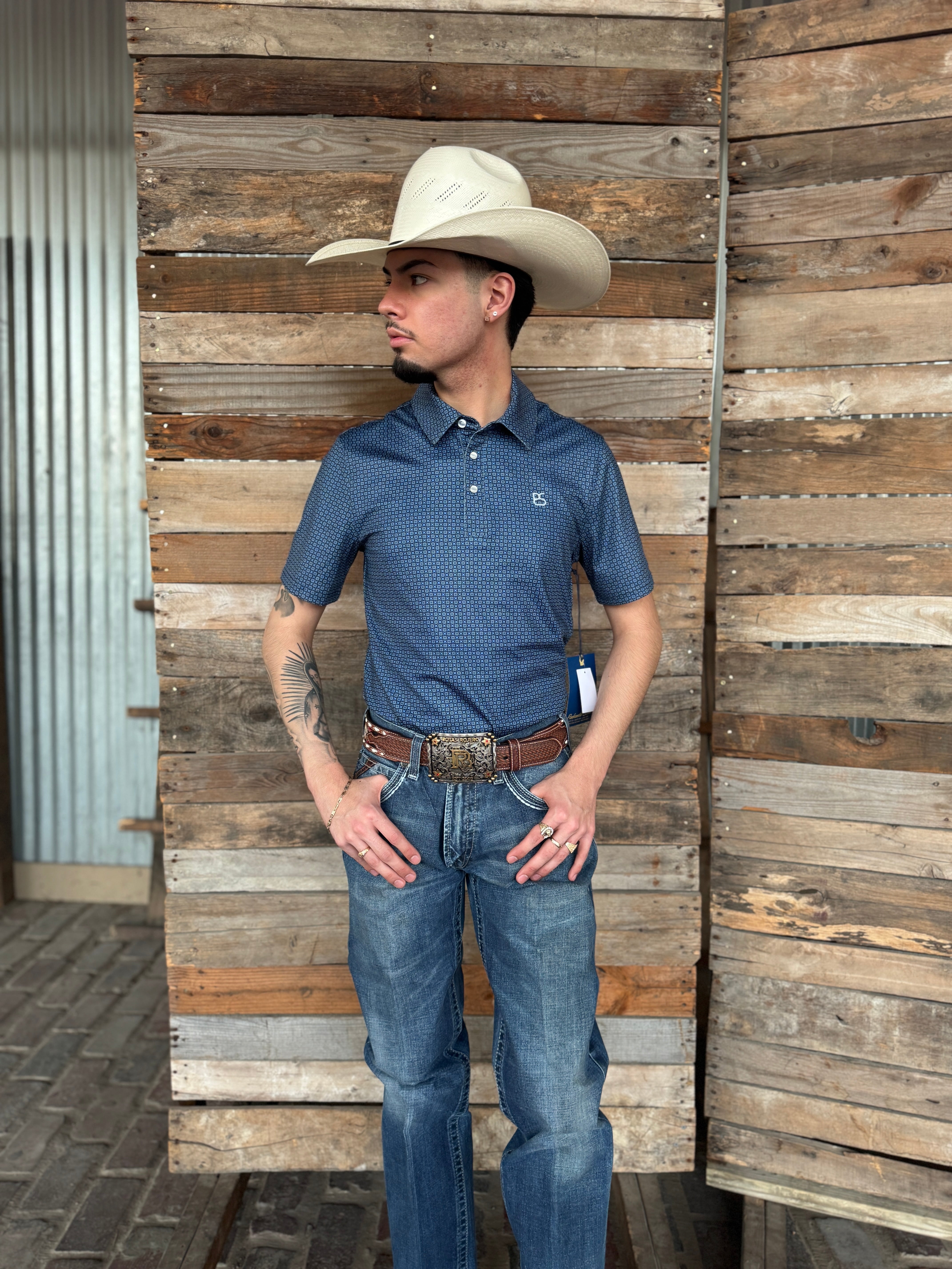 ‘’ALAN’’ MENS PANHANDLE NAVY POLO SHIRT |TM51T05712