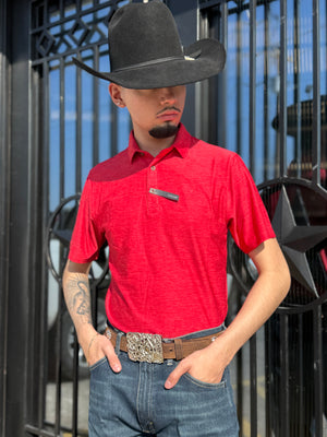 Mens Ariat charger 2.0 fitted haute red polo shirt | 10055234