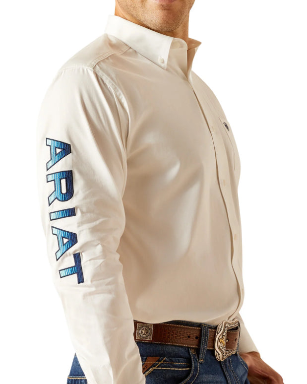 Mens Ariat Team logo Twill short sleeve White shirt