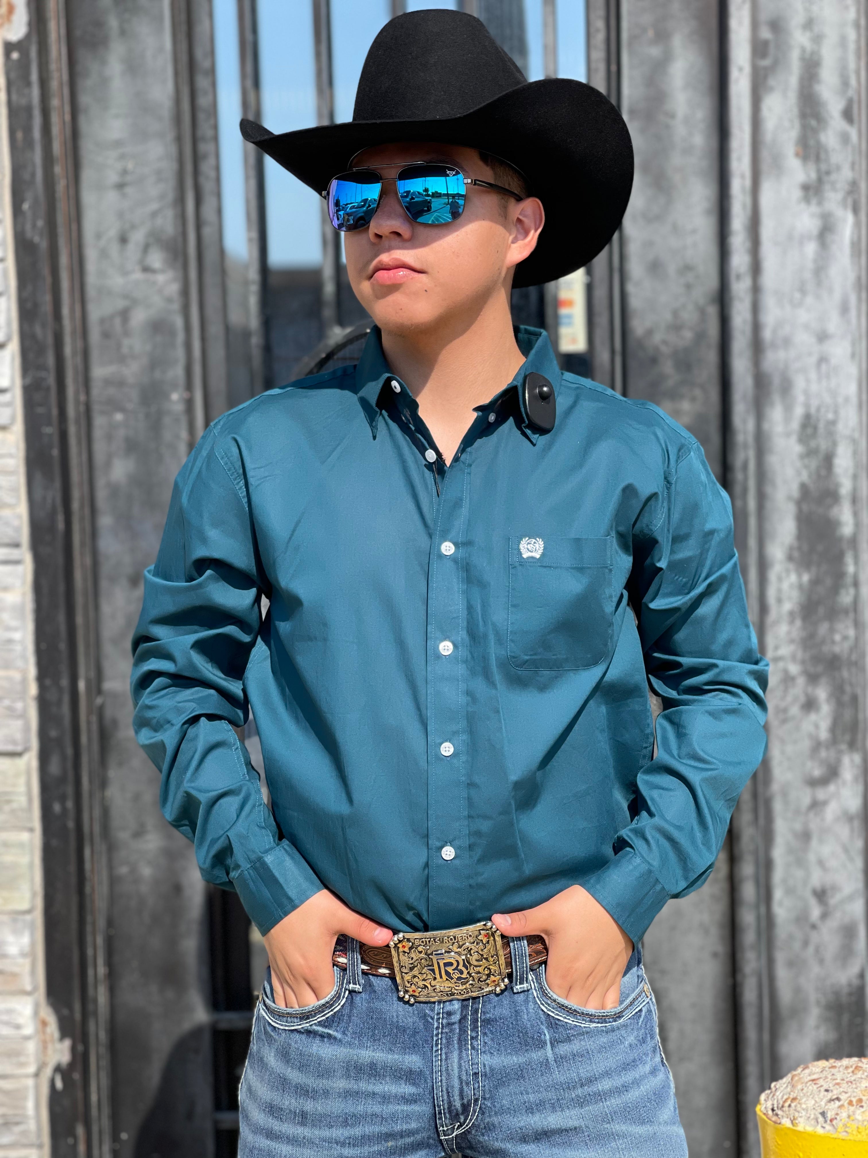 BOYS LONG SLEEVE SOLID TEAL CINCH |MTW7060278