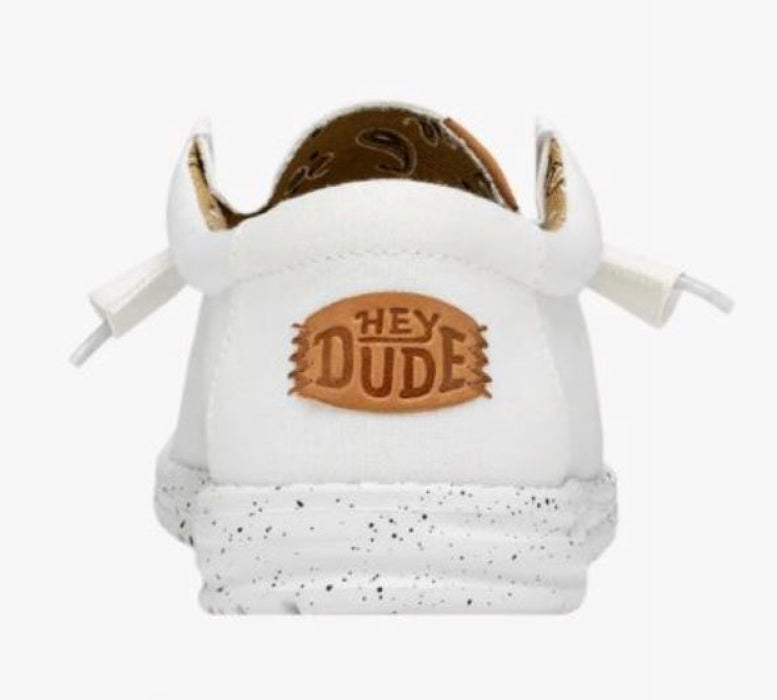 Hey Dude White Wally Washed Canvas Men's Casual Shoes |40296-100