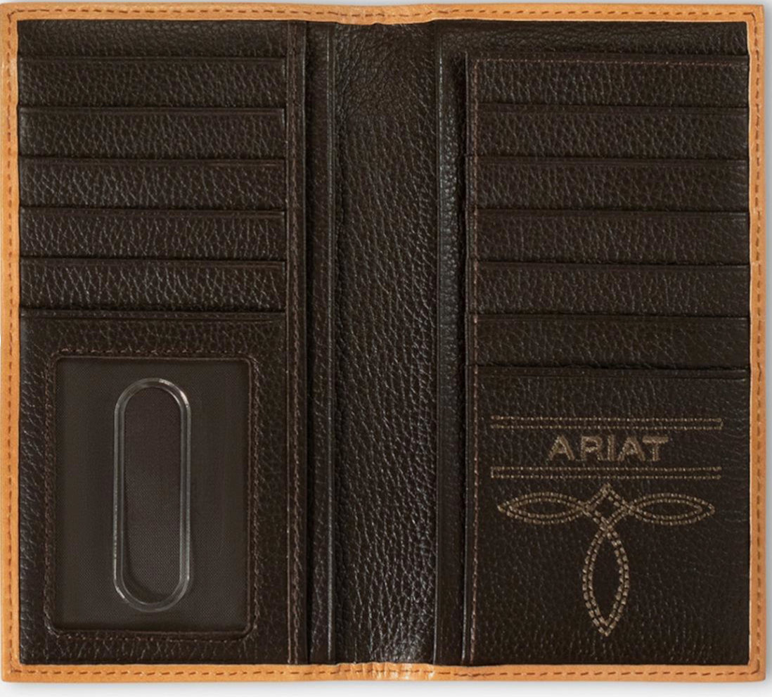 Ariat Western Mens Rodeo Wallet Leather Calf Hair Basket Weave Concho | A3561648
