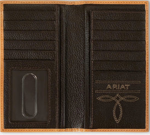 Ariat Western Mens Rodeo Wallet Leather Calf Hair Basket Weave Concho | A3561648