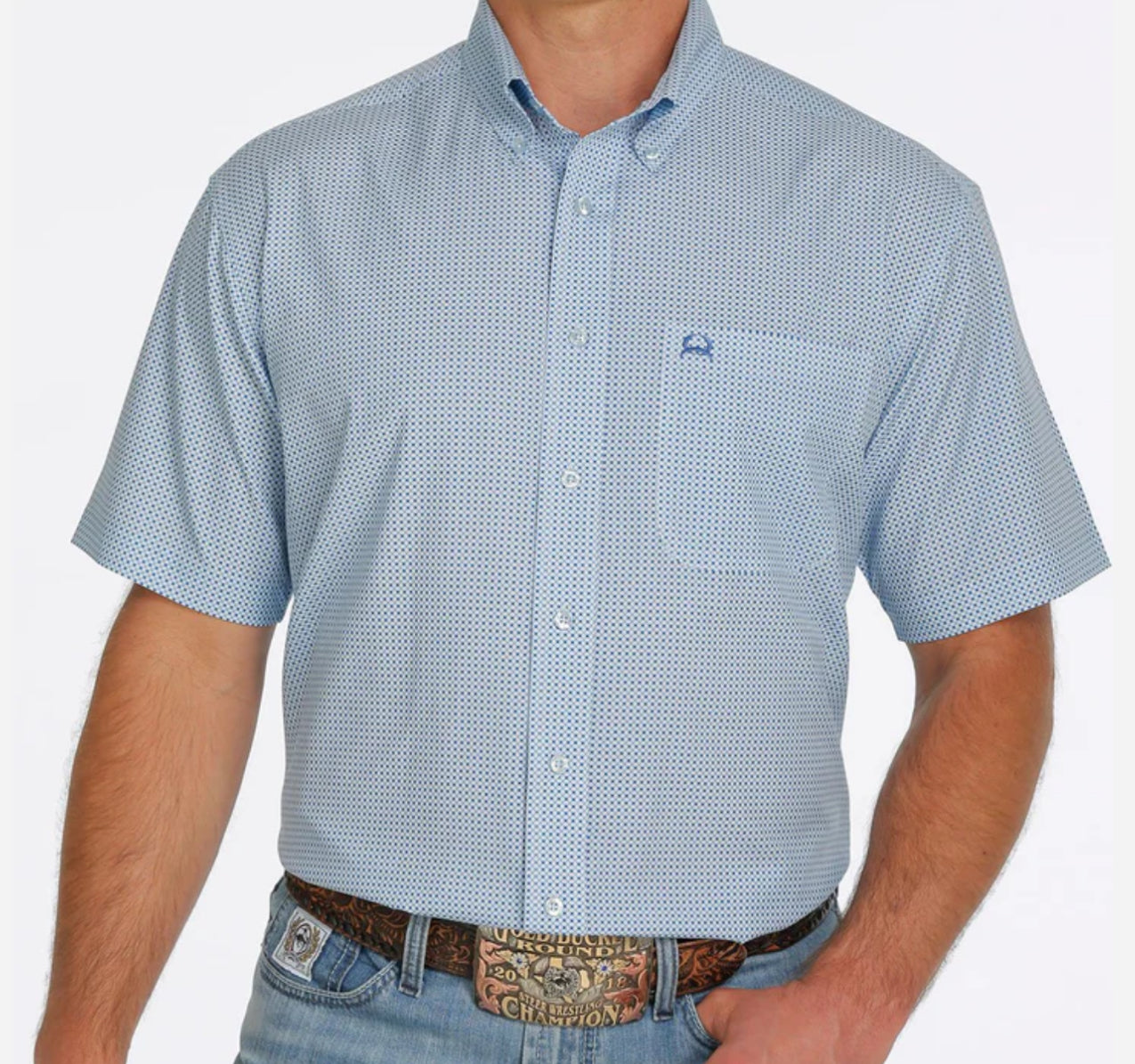 MENS CINCH LIGHT BLUE SHORT SLEEVE SHIRT (MTW1704110)
