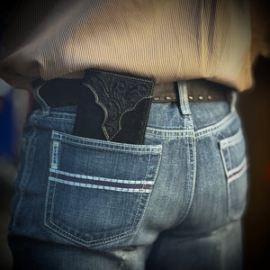 Nocona Western Wallet Mens Roughout Buck Lace Rodeo Black | N500044001