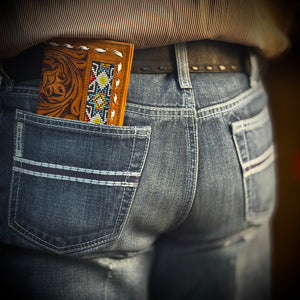 “ SHAN “ | MEN WESTERN WALLET BEADED MULTI COLOR TOOLED