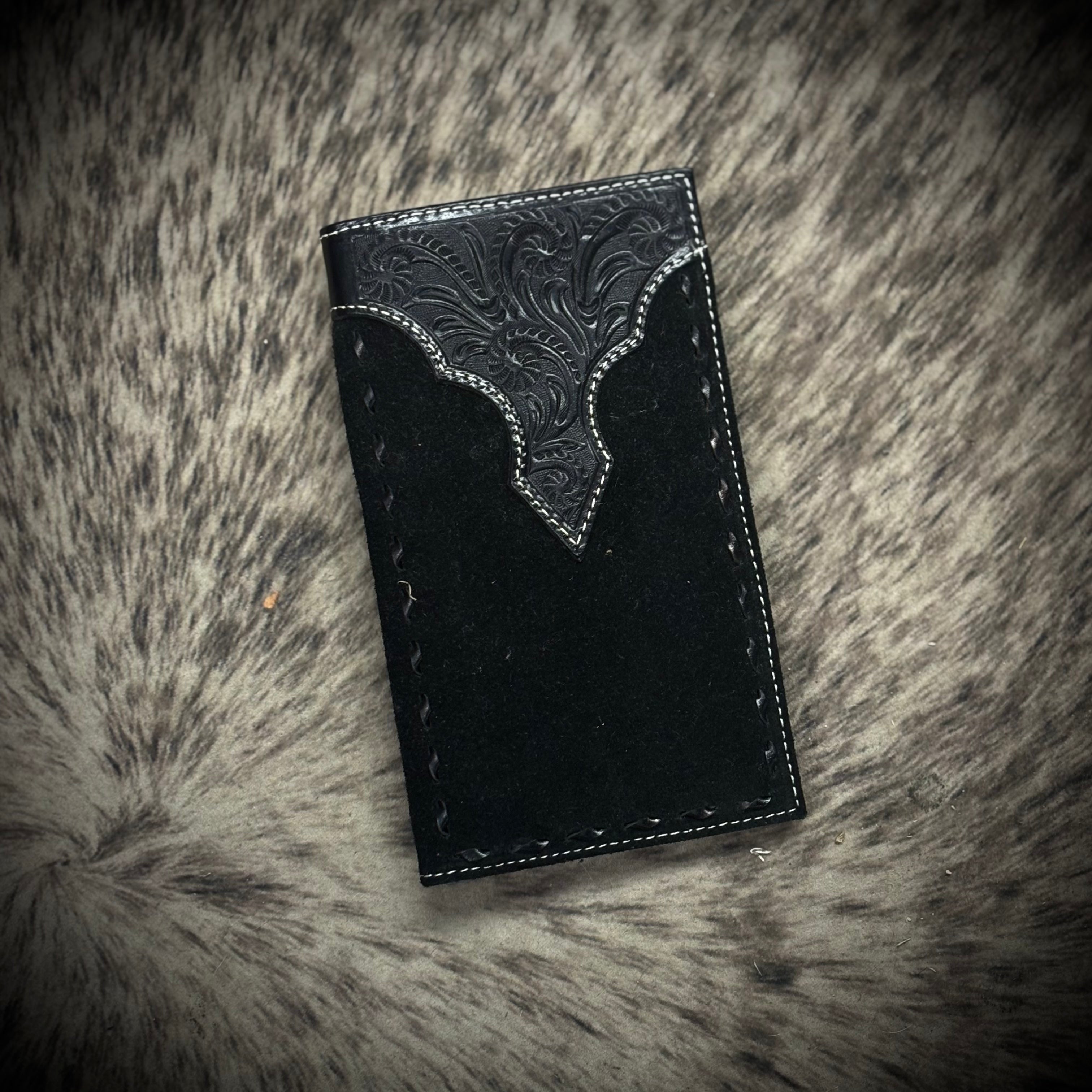 Nocona Western Wallet Mens Roughout Buck Lace Rodeo Black | N500044001