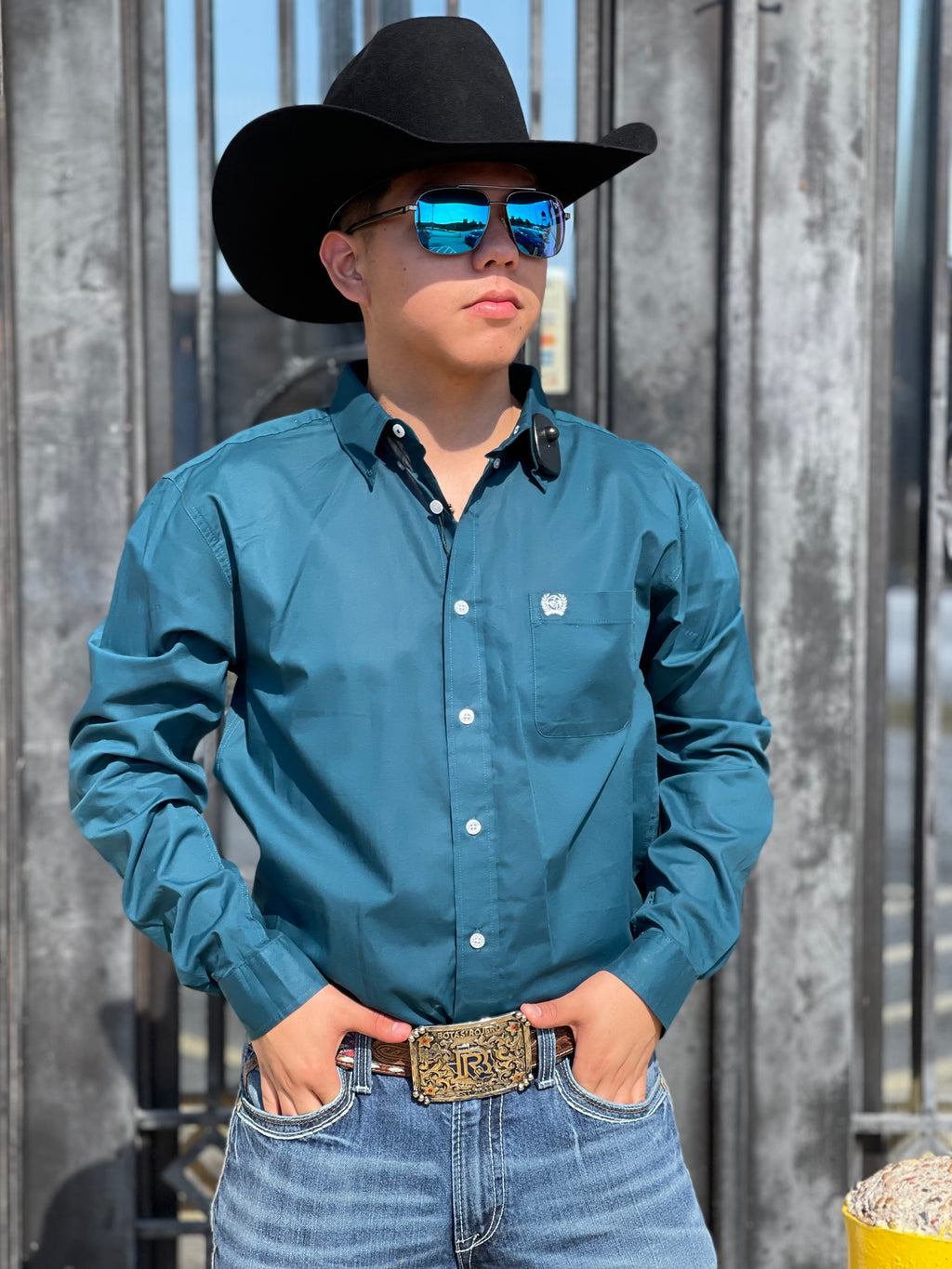 BOYS LONG SLEEVE SOLID TEAL CINCH |MTW7060278