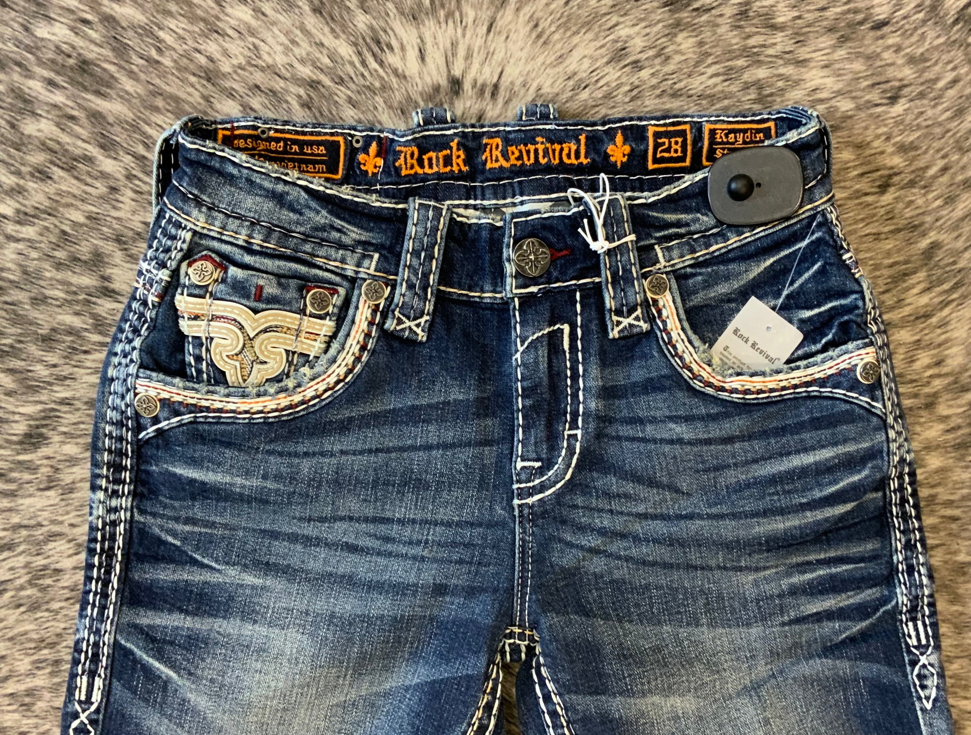 ‘’KAYDIN’’ MEN'S ROCK REVIVAL  STRAIGHT JEANS WHITE LABEL