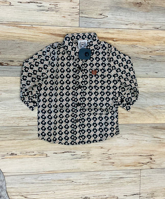 Cinch Infant and Boy's Black Geometric Print Button Down Shirt | MTW7062321