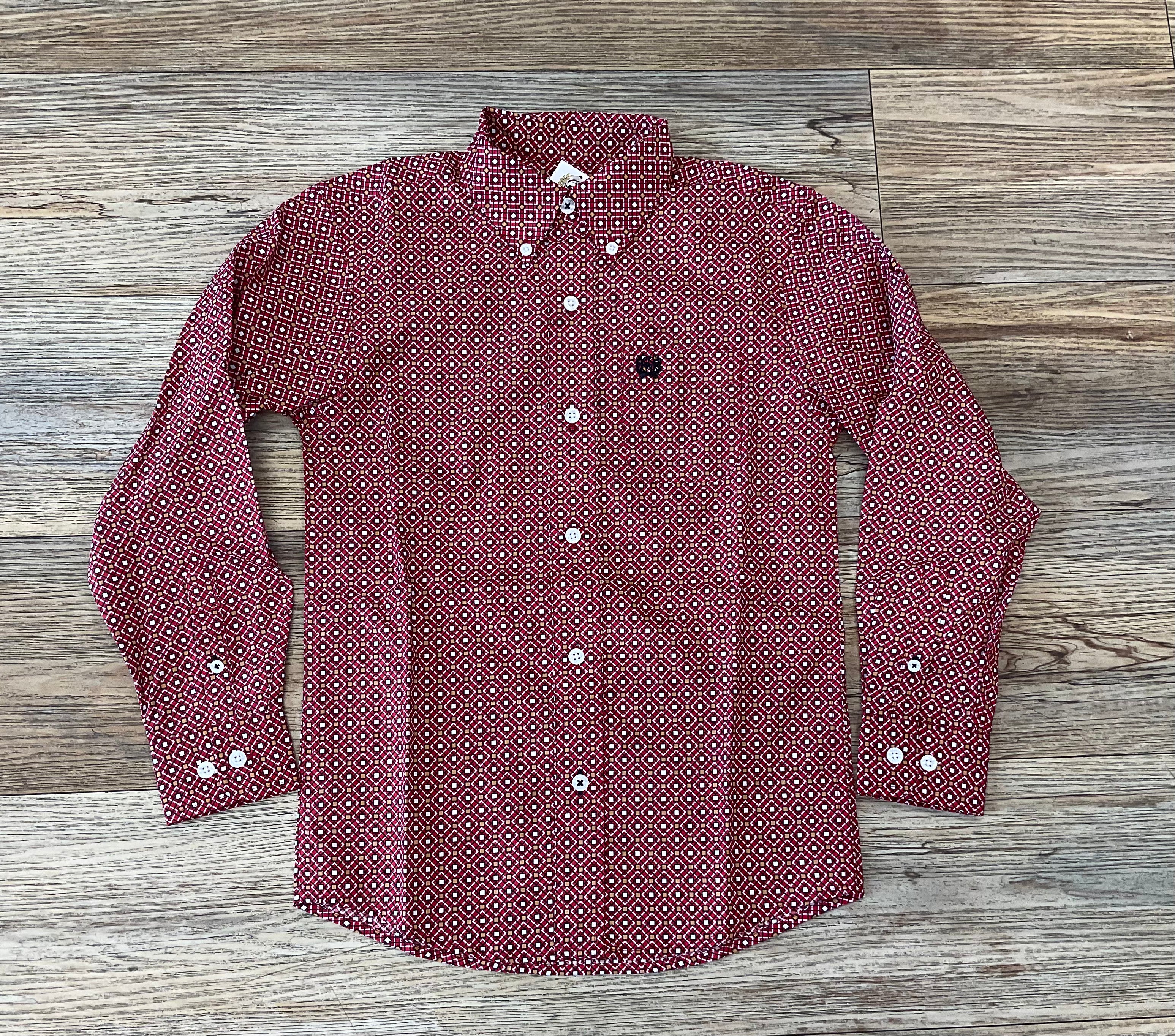 BOYS CINCH LOND SLEEVE RED SHIRT |MTW7060361