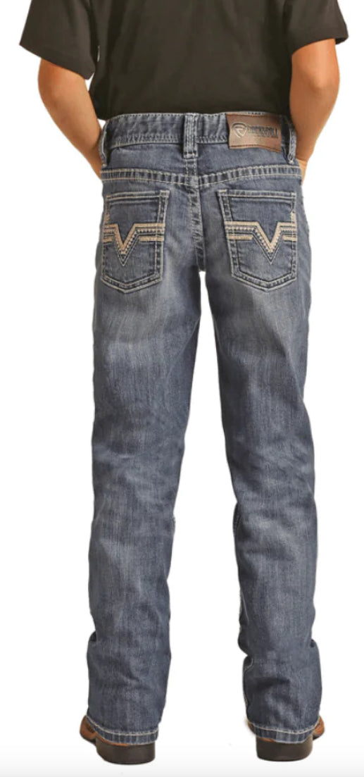 BOY'S ROCK & ROLL LEATHER V EMB POCK MEDIUM VINTAGE |RRBD0BRZSM