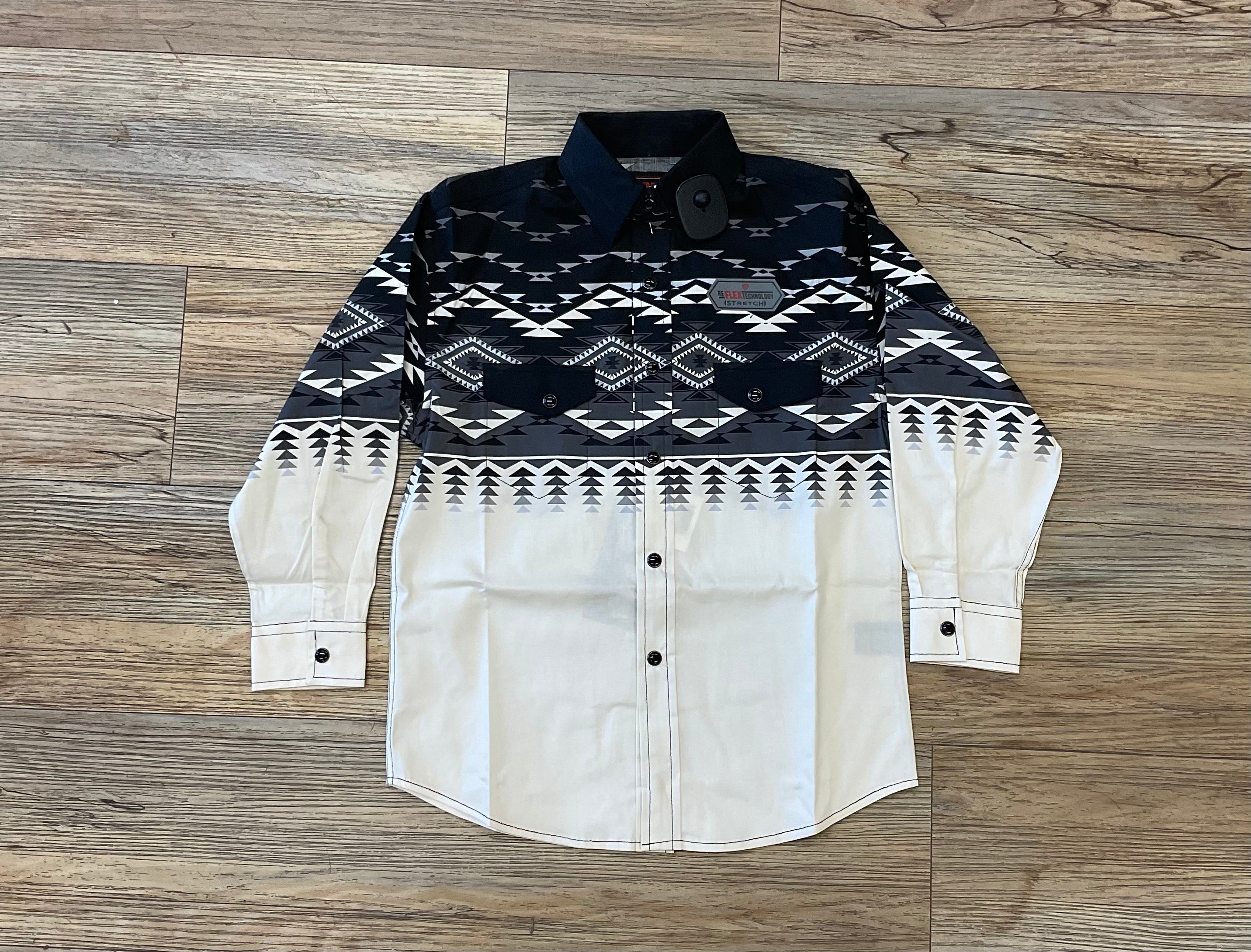 BOYS ROCK & ROLL  AZTEC PRINT LONG SLEEVE SNAP SHIRT | BBN2S02511