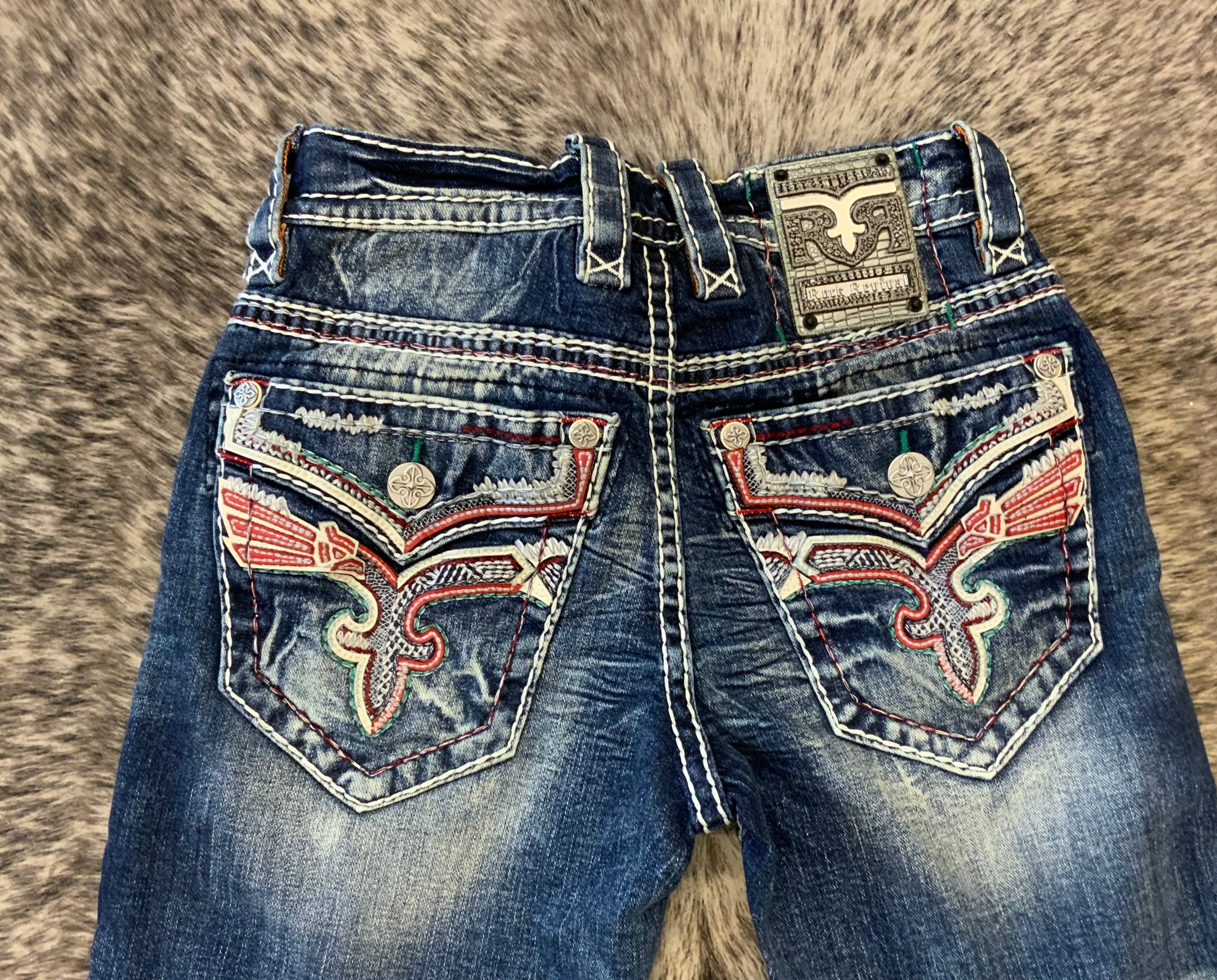 ‘’GRANDY’’ MEN'S ROCK REVIVAL  STRAIGHT JEANS WHITE LABEL