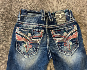 ‘’GRANDY’’ MEN'S ROCK REVIVAL  STRAIGHT JEANS WHITE LABEL