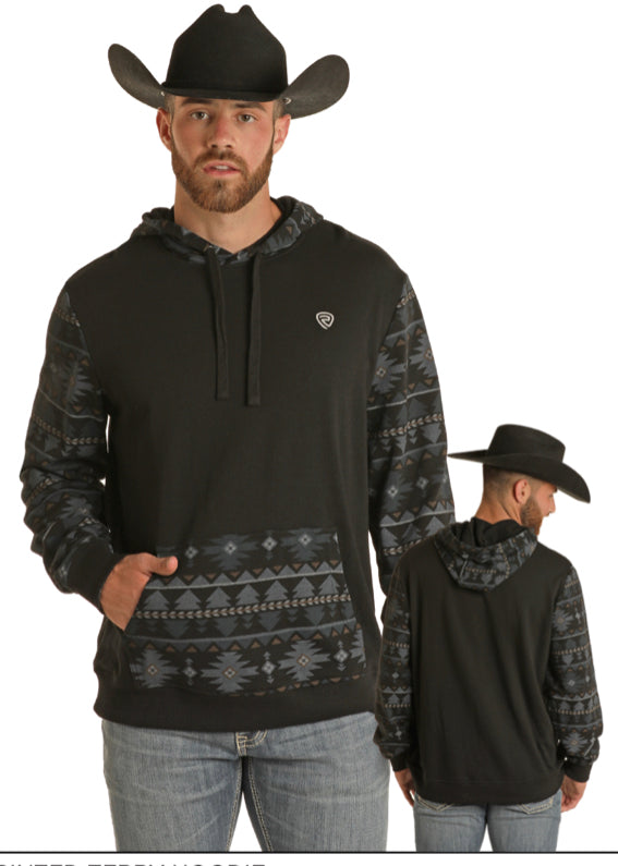 MENS ROCK & ROLL TERRY HOODIE BLACK | BM94T02999
