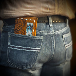 “ Fabian “ | MEN WESTERN WALLET BEADED LIGHT BLUE