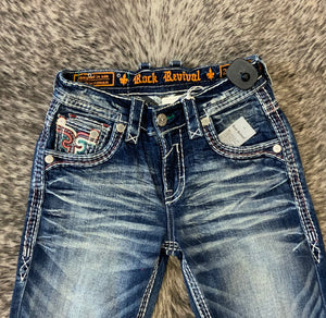 ‘’GRANDY’’ MEN'S ROCK REVIVAL  STRAIGHT JEANS WHITE LABEL