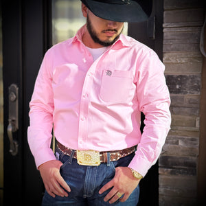 “ Eddy “ | SADDLE BLOSSOM ( PASTEL PINK ) MEN WESTERN LONG SLEEVE BUTTON UP SHIRT