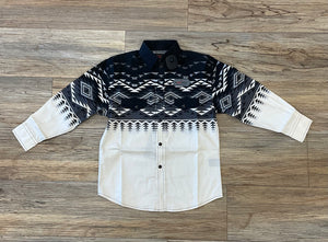 BOYS ROCK & ROLL  AZTEC PRINT LONG SLEEVE SNAP SHIRT | BBN2S02511