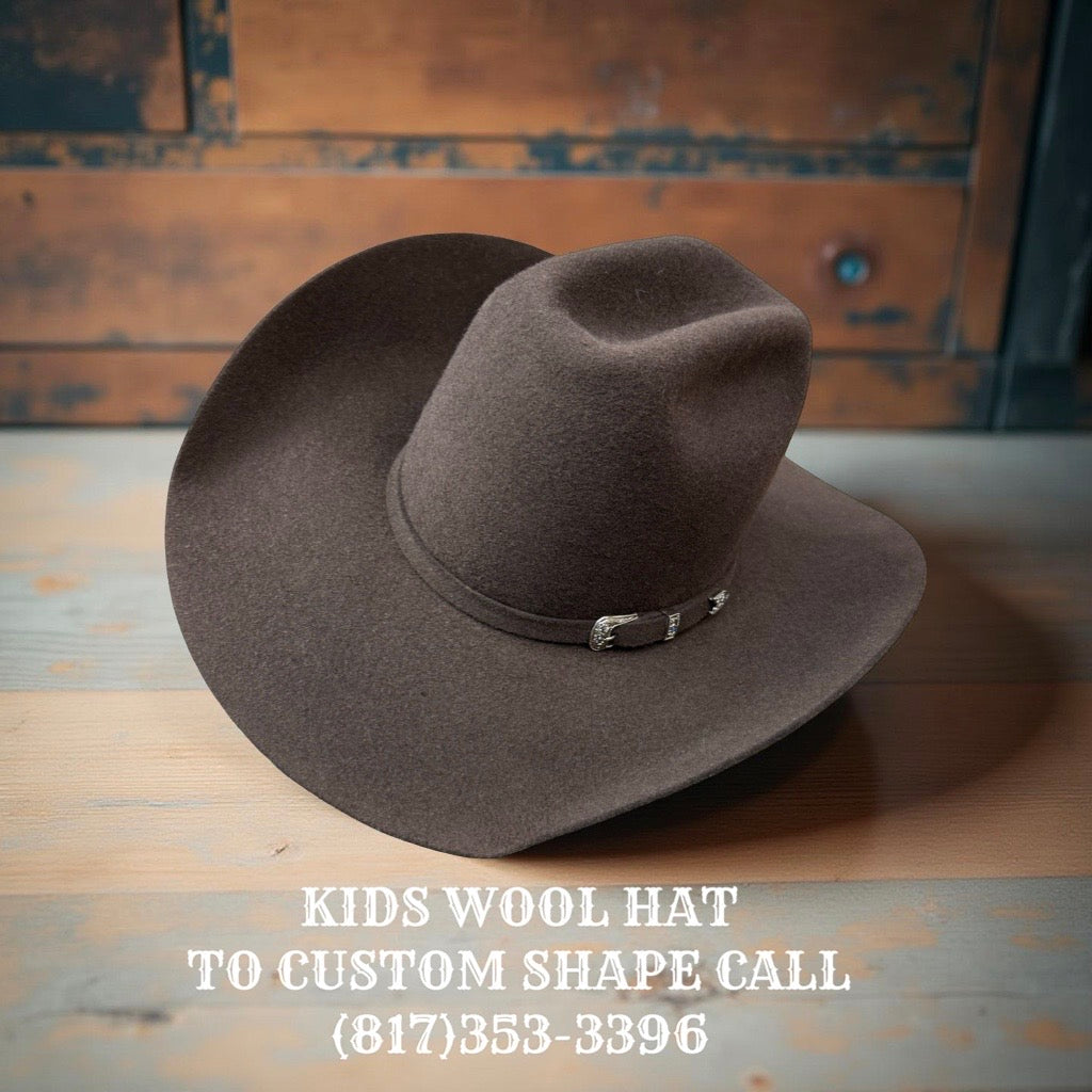 “ 4X CHOCOLATE JR “ | IRON SPUR ™️ WOOL WESTERN HAT OPEN CROWN
