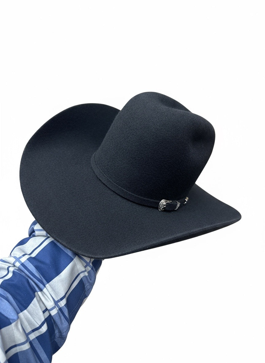 “ 4X BLACK JR “ | IRON SPUR ™️ KIDS WESTERN OPEN CROWN WOOL HAT