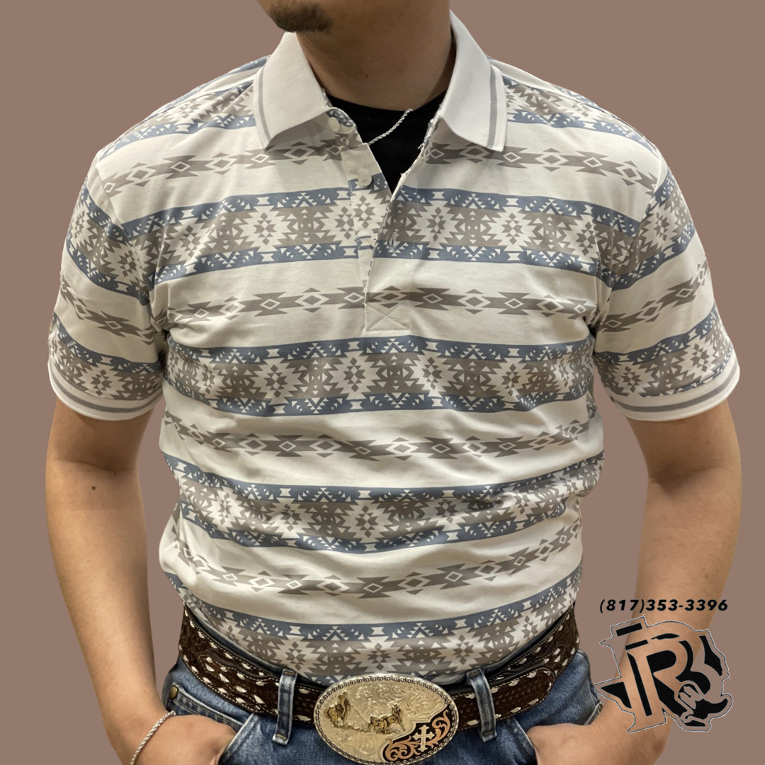 ‘’LUCA’’ MENS PLATINI AZTEC PRINT POLO | AZP9840