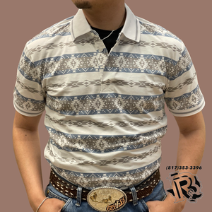 ‘’LUCA’’ MENS PLATINI AZTEC PRINT POLO | AZP9840