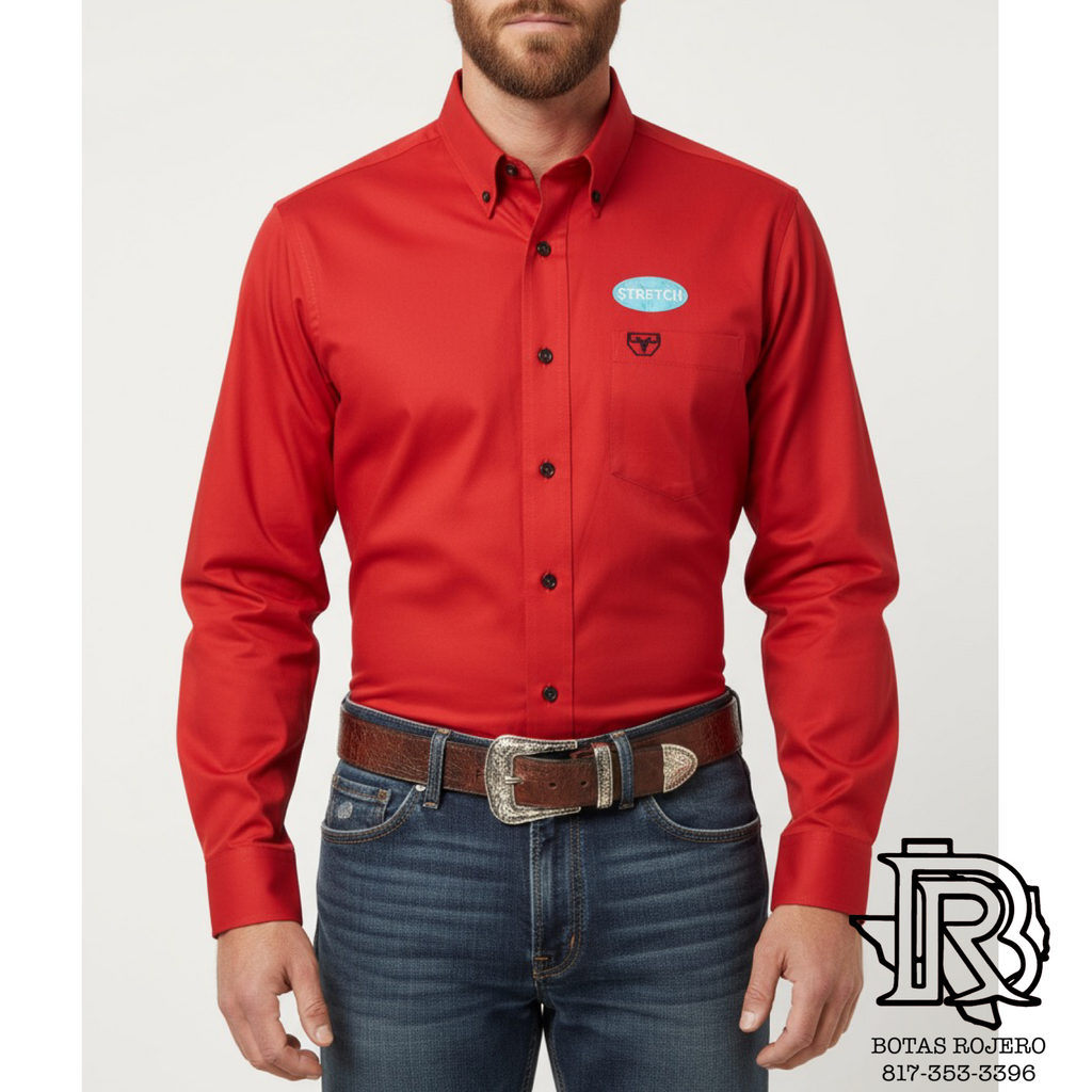 RED MEN’S PLATINI RED  WESTERN SHIRT | CTL10700