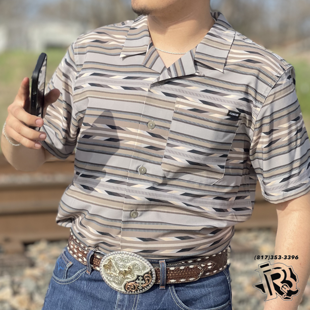 MEN'S SOUTHWEST PRINT SHORT SLEEVE CAMP SHIRT GRAY | MTW1401037
