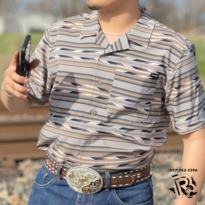 MEN'S SOUTHWEST PRINT SHORT SLEEVE CAMP SHIRT GRAY | MTW1401037